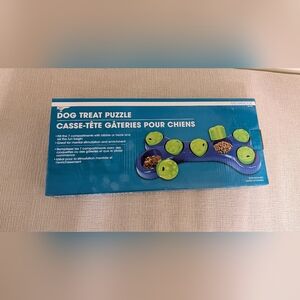 Dog Treat Puzzle with Green Lids